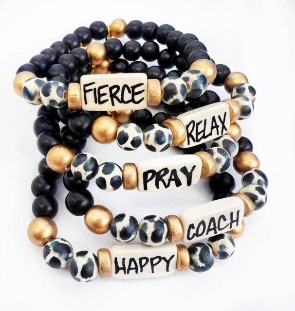 Audra Style - Affirmation Word Beaded Bracelets Inspirational - Black and: Badass