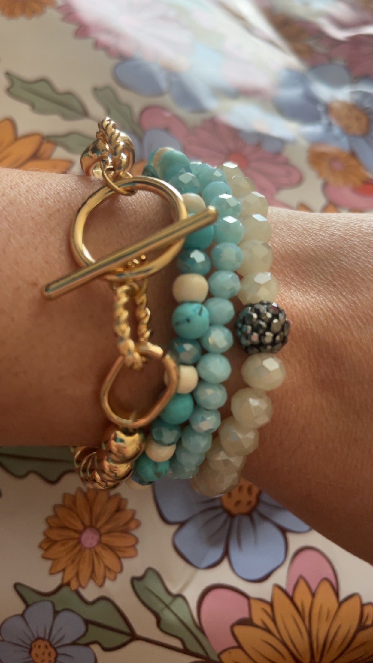 Blue and White bracelet stack