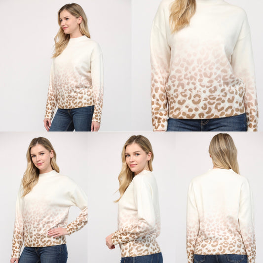 Ombré Animal Print Sweater