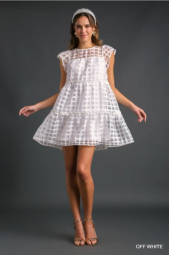 Basketweave Organza Tiered Dress