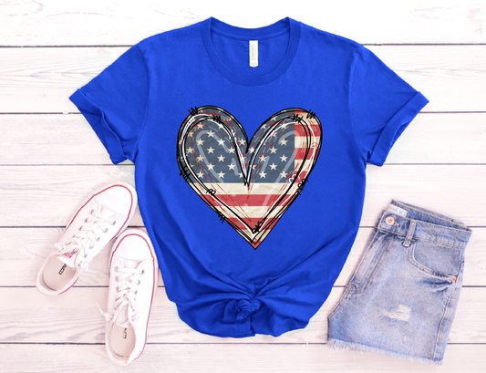 Southern Attitude Designs Inc - American Flag Heart Patriotic Tee