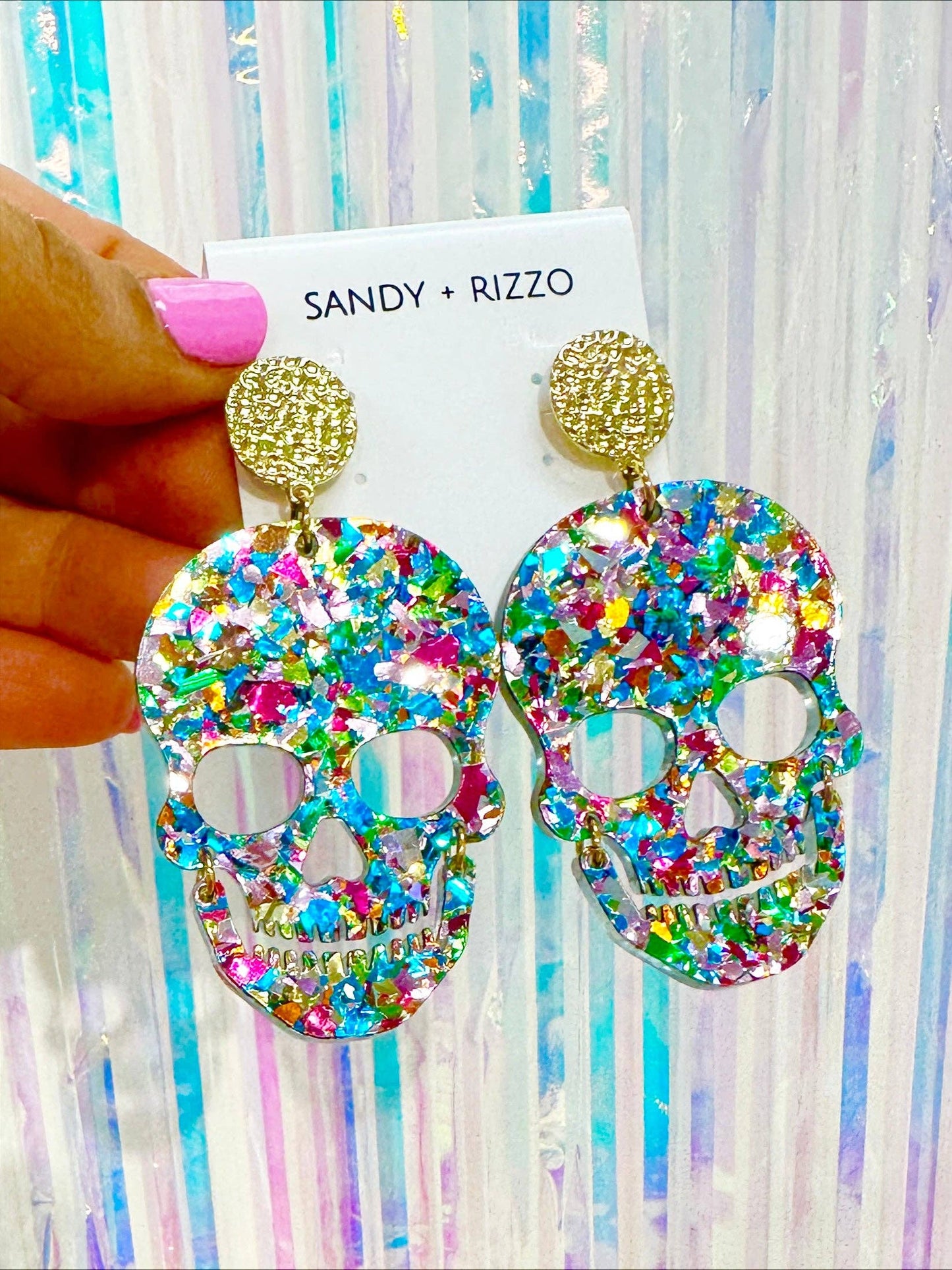 Sandy + Rizzo - Confetti Skull earrings