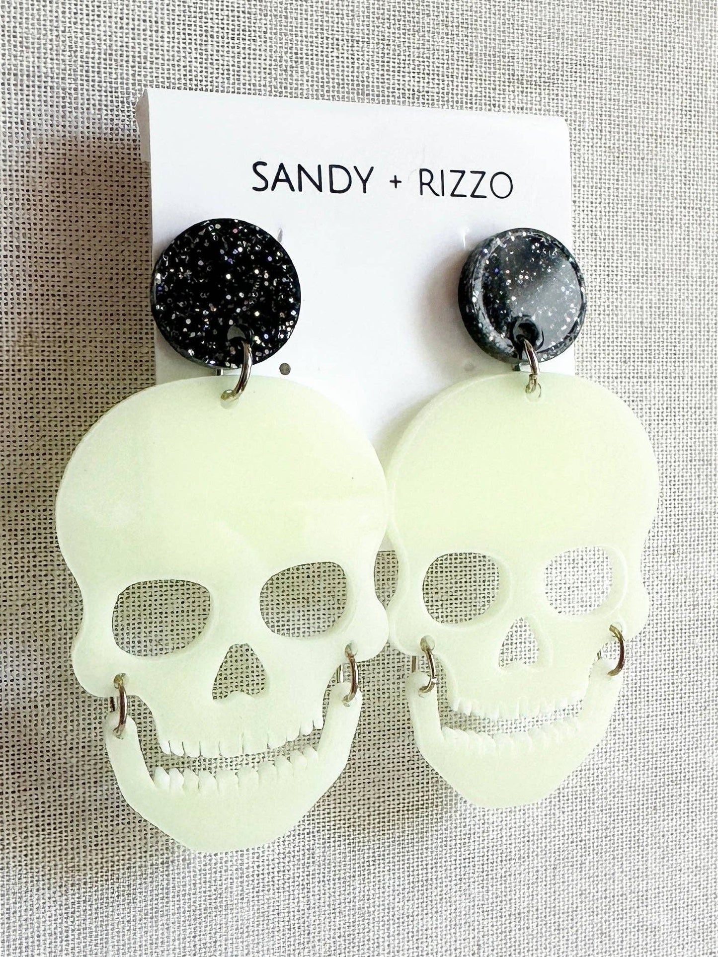 Sandy + Rizzo - Glow in the dark skull earrings